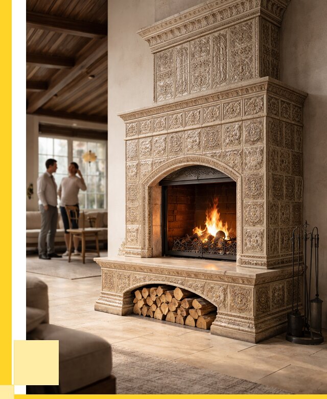 Купить изразцовый камин в Ялуторовске от 258225 р. | ЭриданЛтр