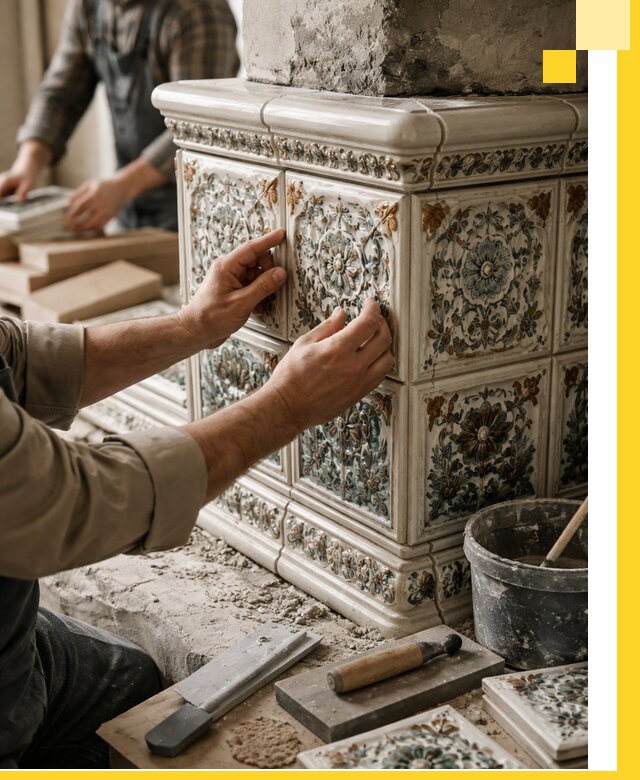 Изразцовые камины под ключ в Ялуторовске: проект и монтаж