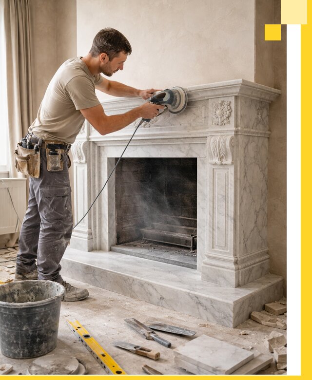 Изготовление и установка мраморных каминов в Ялуторовске под ключ