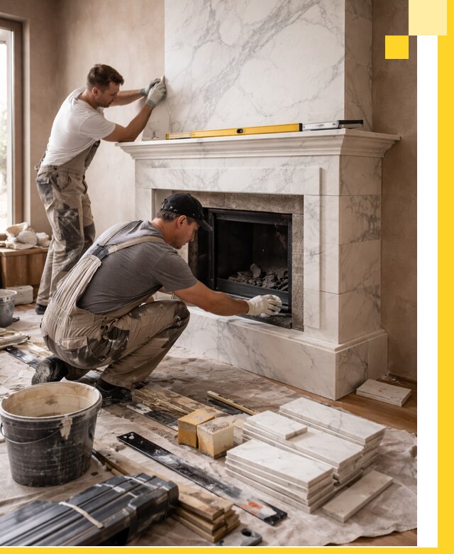 Отделка каминов в Ялуторовске качественные облицовочные работы