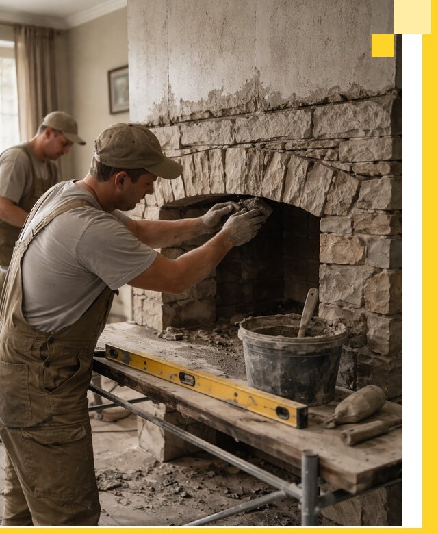 Изготовление каминов под ключ в Ялуторовске, монтаж и отделка