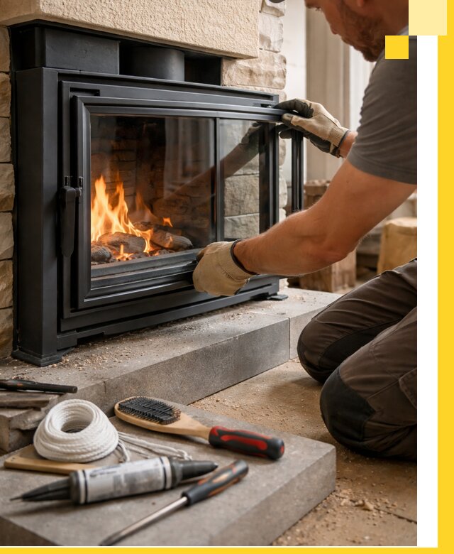 Производство, монтаж и доставка каминов со стеклом в Ялуторовске