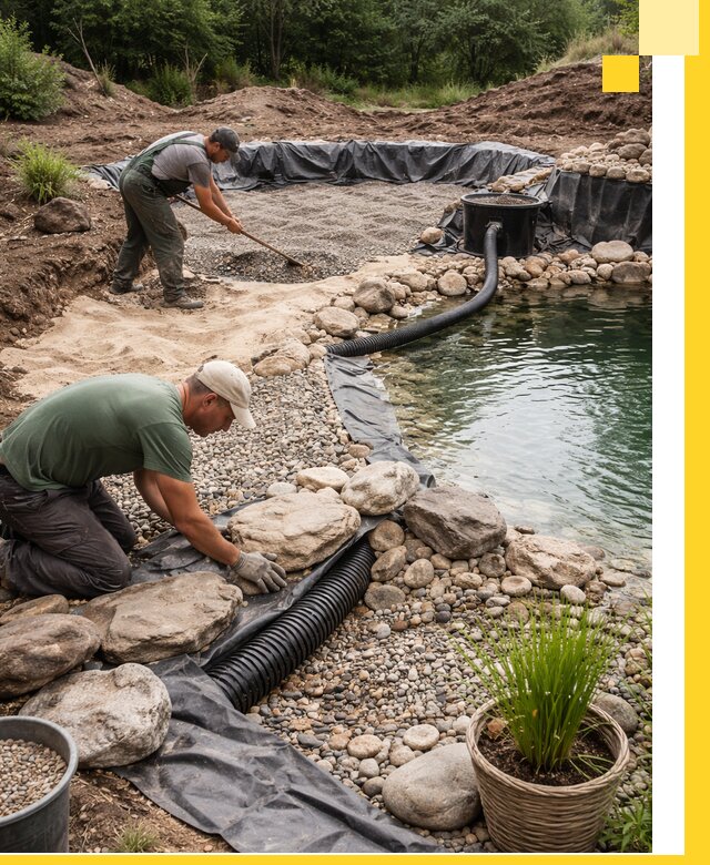 Строительство природных бассейнов и озер в Ялуторовске под ключ