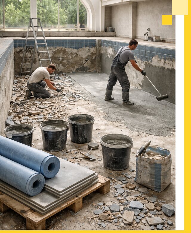 Реконструкция бассейнов в Ялуторовске: ремонт, гидроизоляция