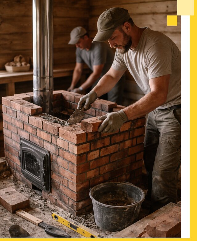 Кирпичные печи для бани под ключ в Ялуторовске, проект и монтаж