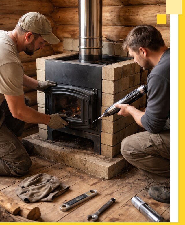 Монтаж и установка печи в бане под ключ с гарантией в Ялуторовске