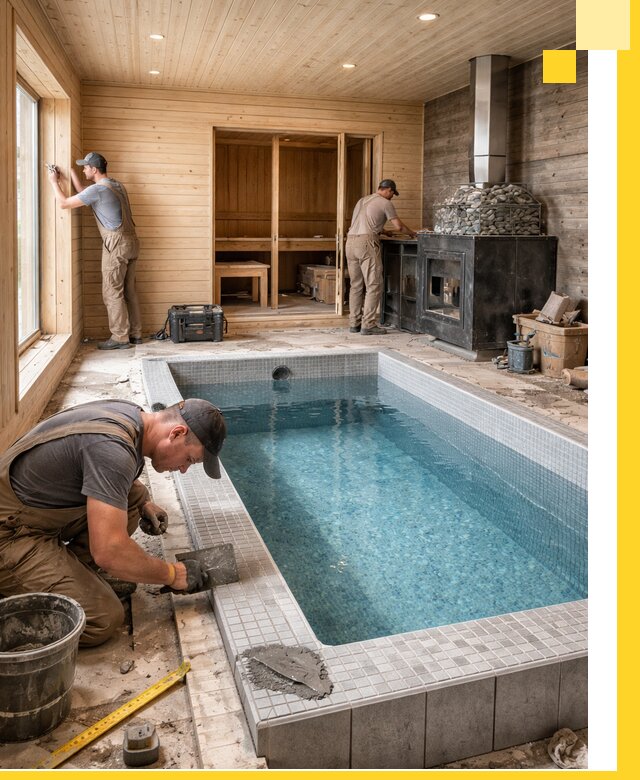 Проект бани с бассейном и сауной в Ялуторовске под ключ