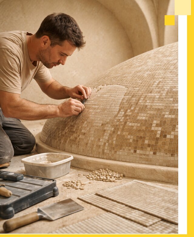 Профессиональная укладка мозаики для хамама под ключ в Ялуторовске