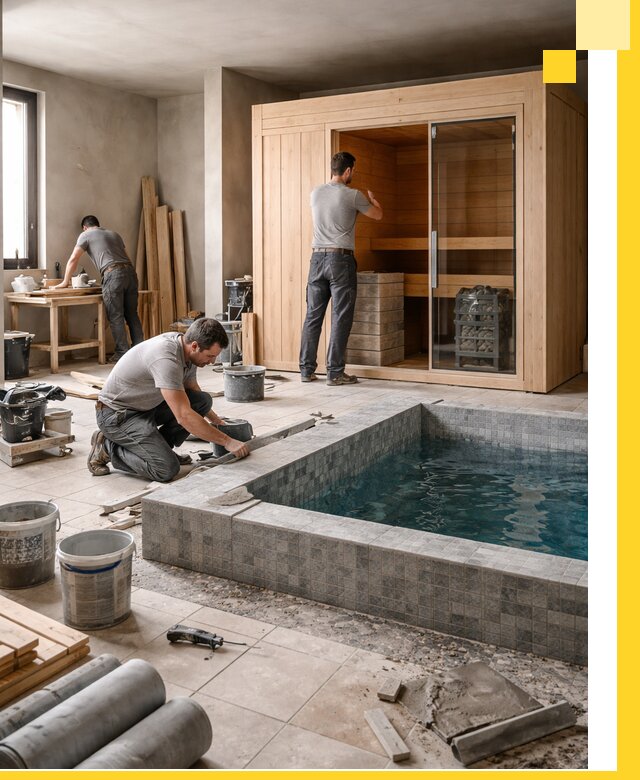 SPA зоны под ключ с бассейном сауной и печью в Ялуторовске